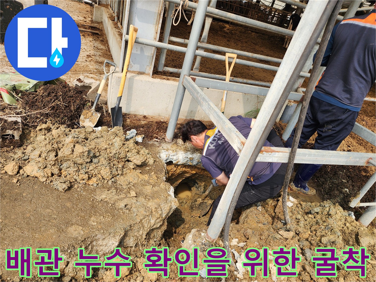 천안 성환읍 현장-누수가 의심되는 지점을 직접 파낸 모습입니다.