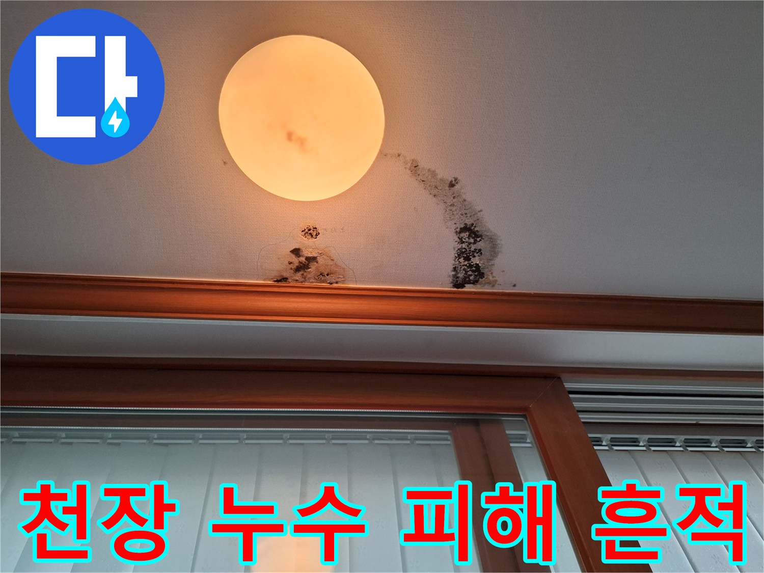 아랫집 천장 부위-물샘으로 인한 곰팡이와 물자국 현황