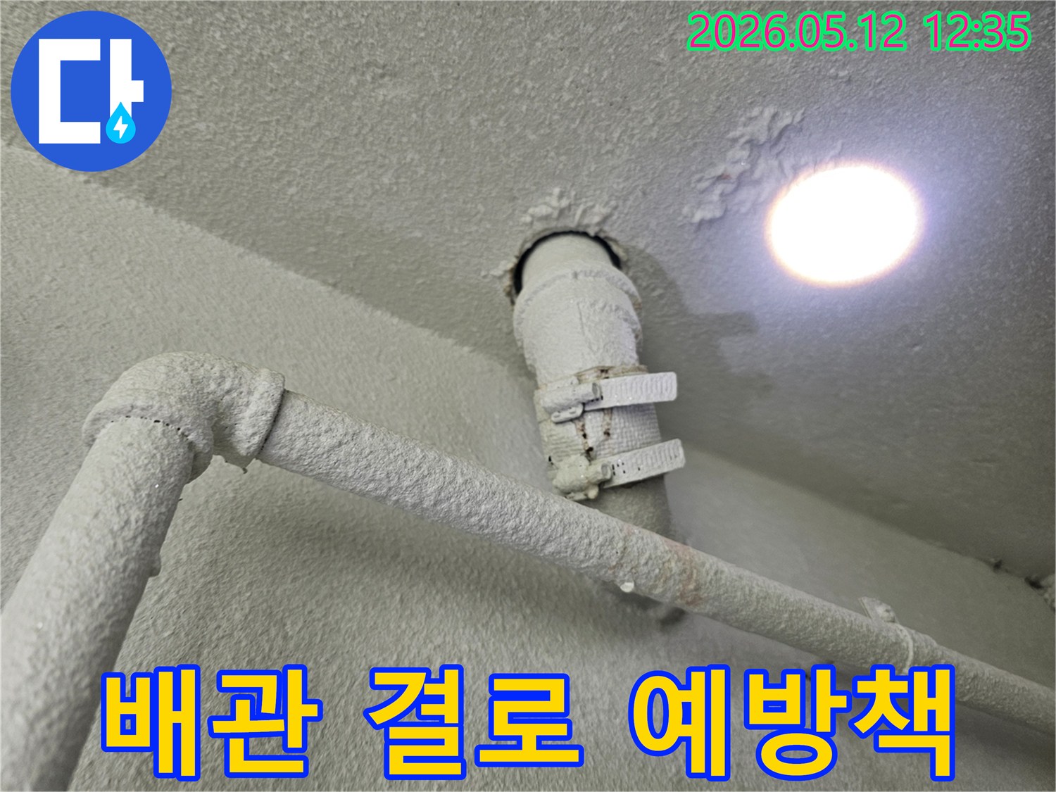 천장-배관에서-발생한-결로-현상-미래의-누수-예방을-위한-전문적인-조치-필요