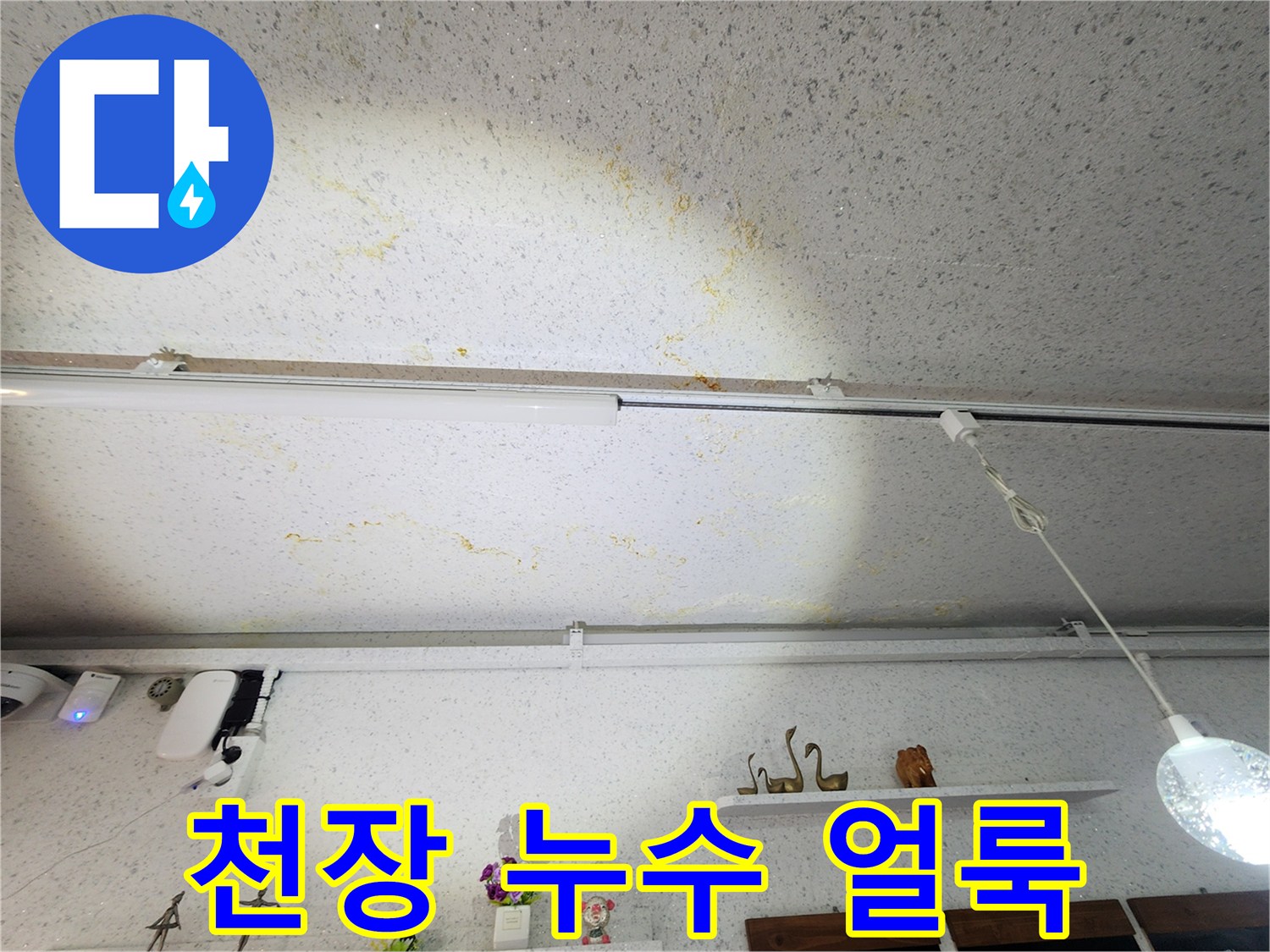 상업용-건물-천장재-의-습기-침투-흔적