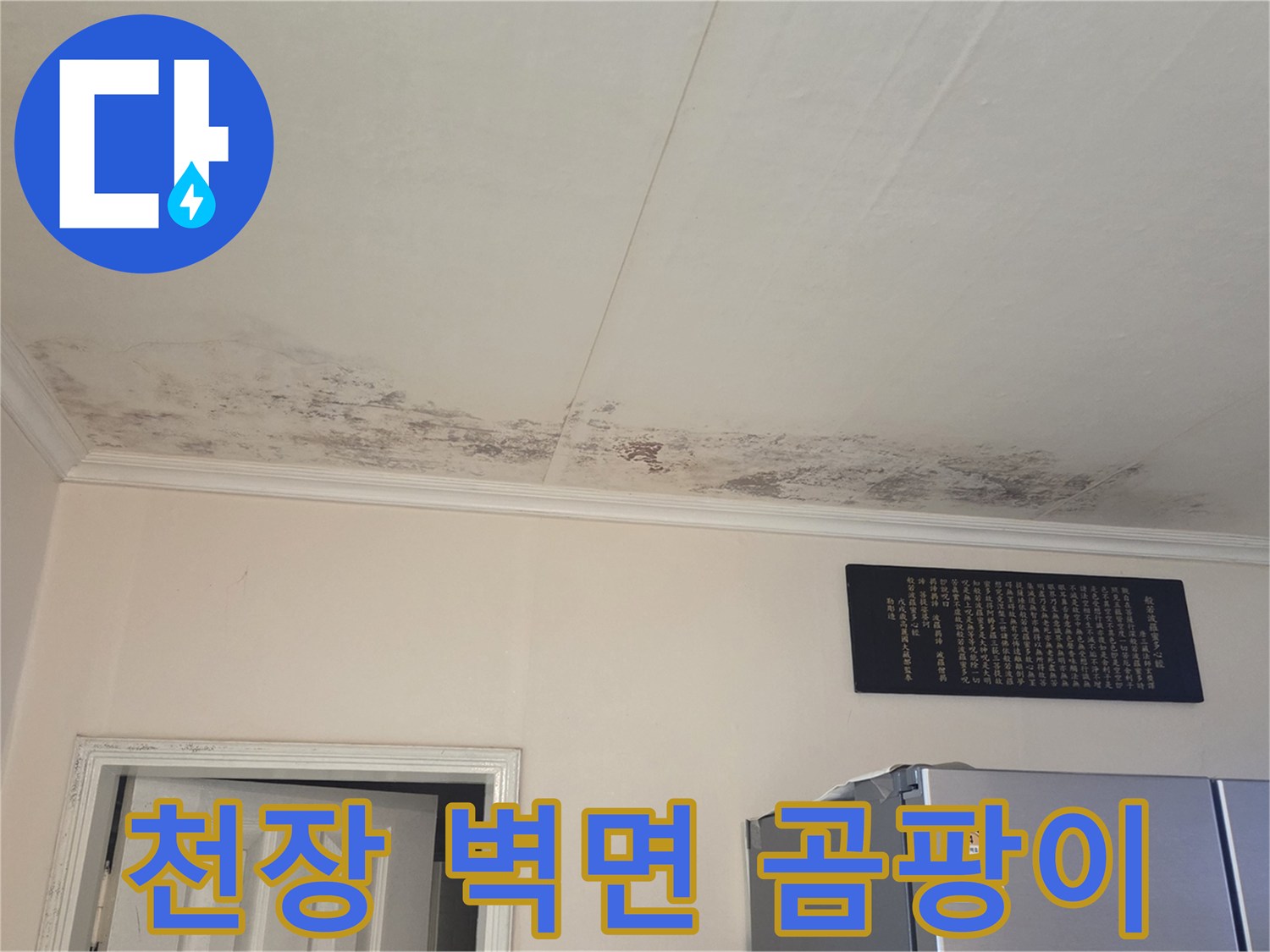 누수가-진행된-아랫집-화장실-천장-가장자리-오염-상태