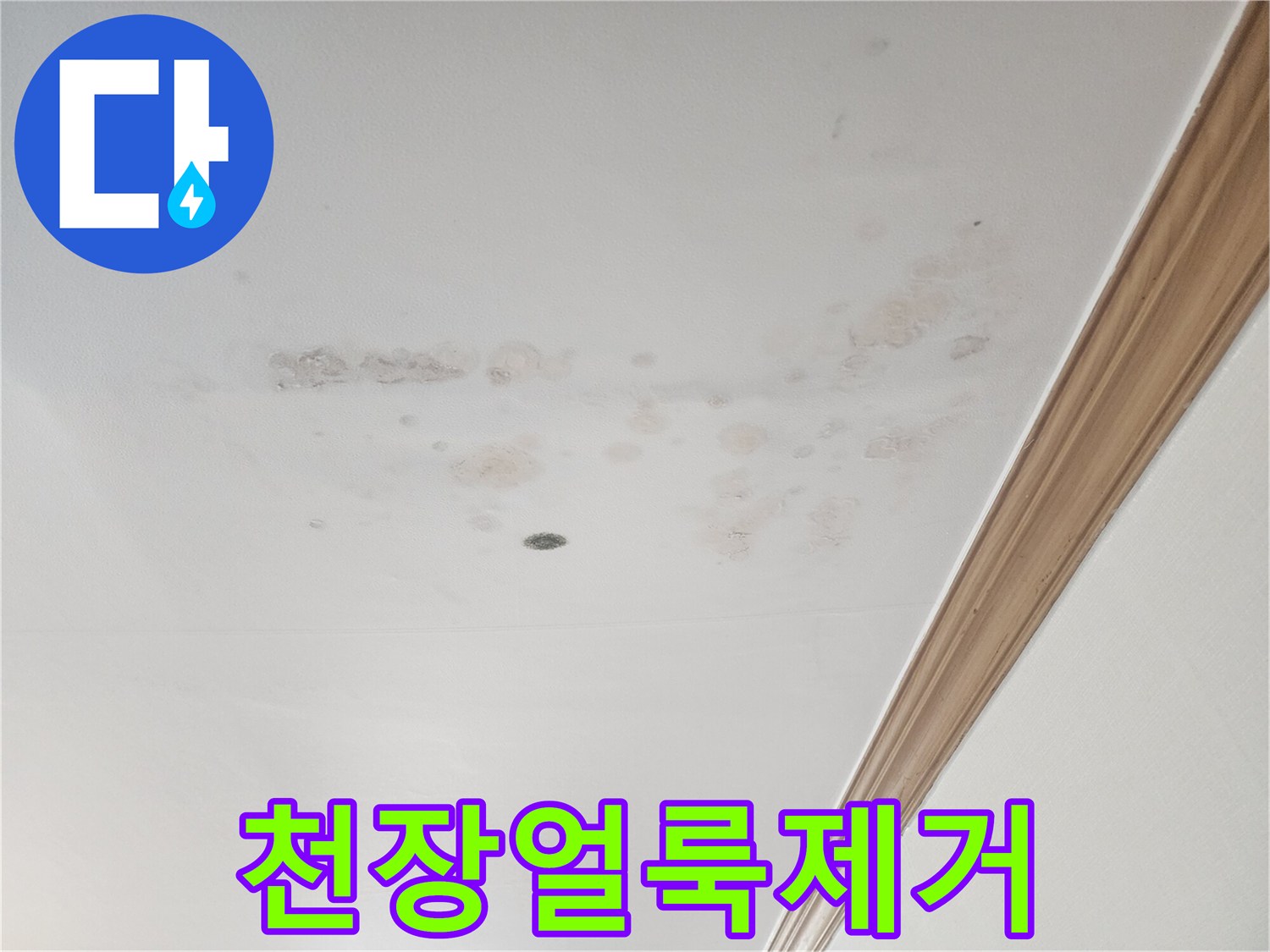 누수 문제의-심각성을-알려주는-천장 얼룩-사진입니다.