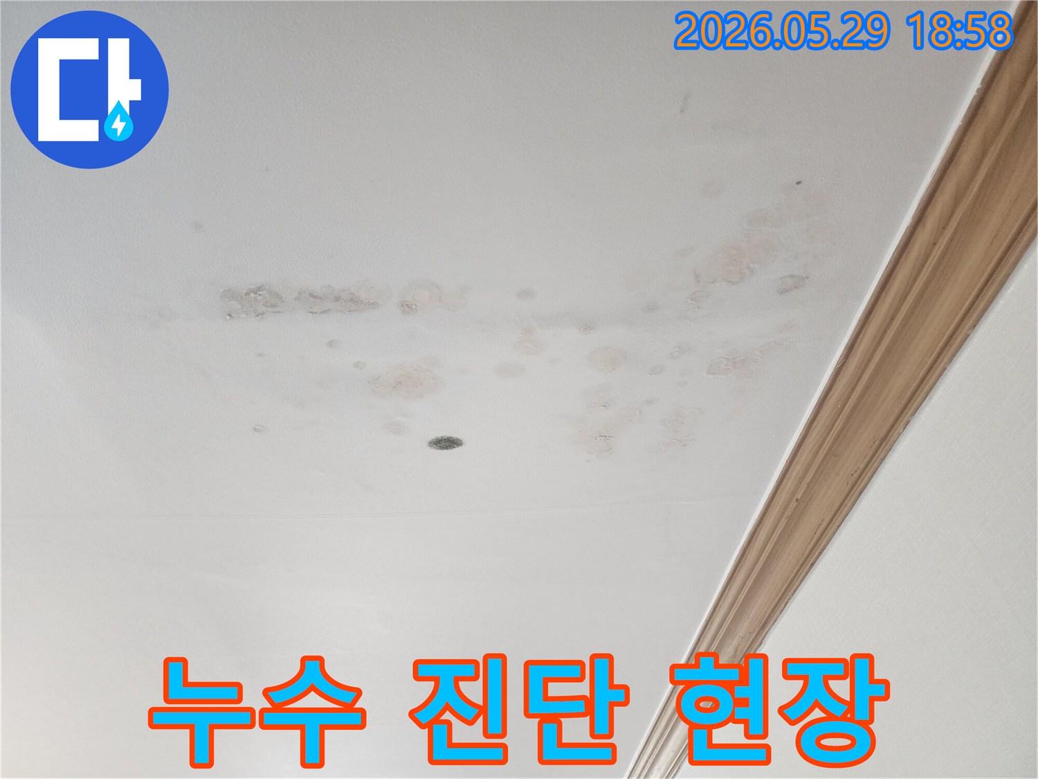 오랜-기간-진행된-누수로-인해-천장-도배지가-손상된-모습입니다.
