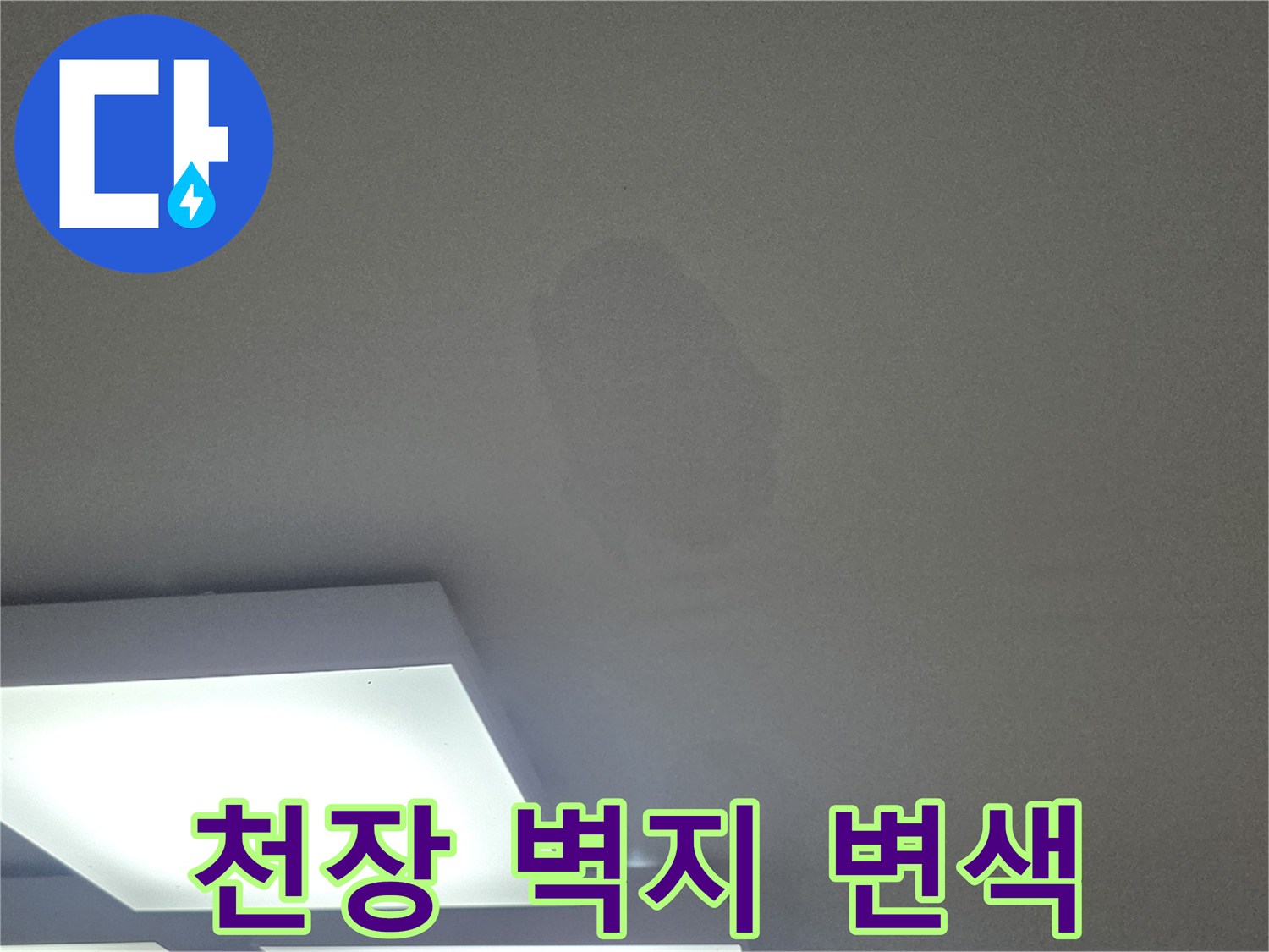 일산서구 거실-벽지가 젖어 어둡게 변한 모습