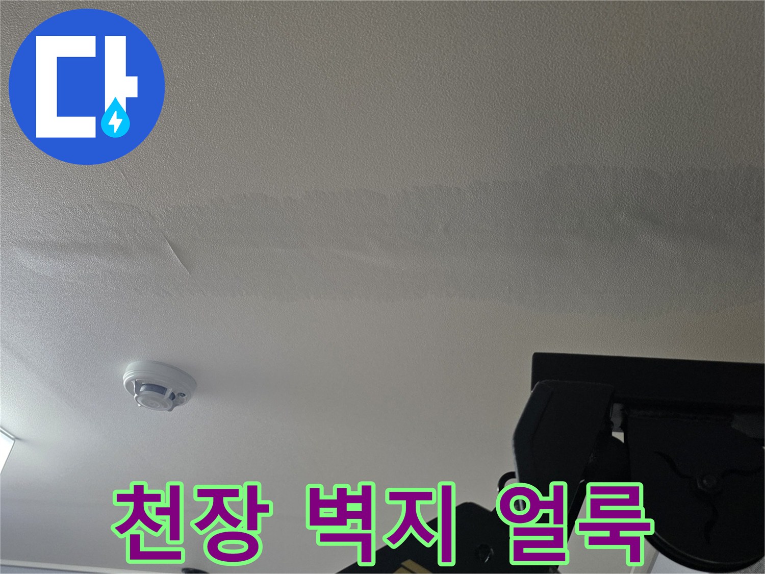 일산서구 아파트 천장 벽지에 나타난 넓은 물샘 흔적