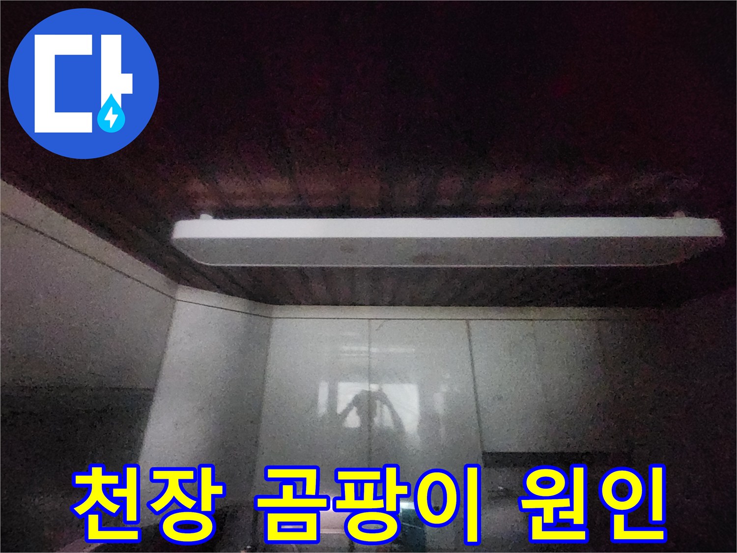 이 이미지는-서울 중구 아파트의-주방 천장에서-발생한-곰팡이와-누수 흔적을-보여줍니다-습기 원인 파악을 위한-전문가의-현장 점검-사진입니다