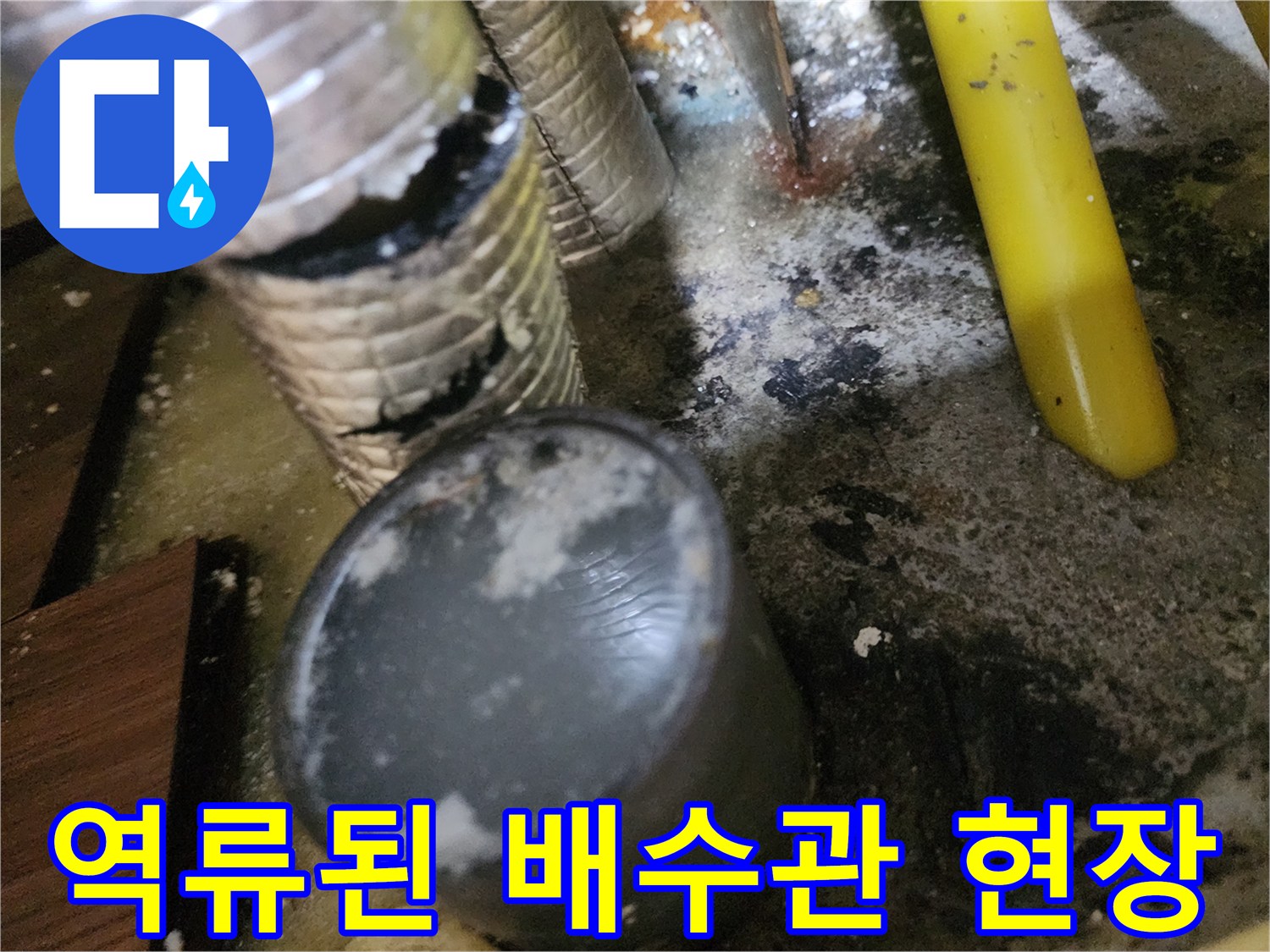 일산서구 대화동-싱크대 배수관 주변의 심한 오염과 역류 흔적