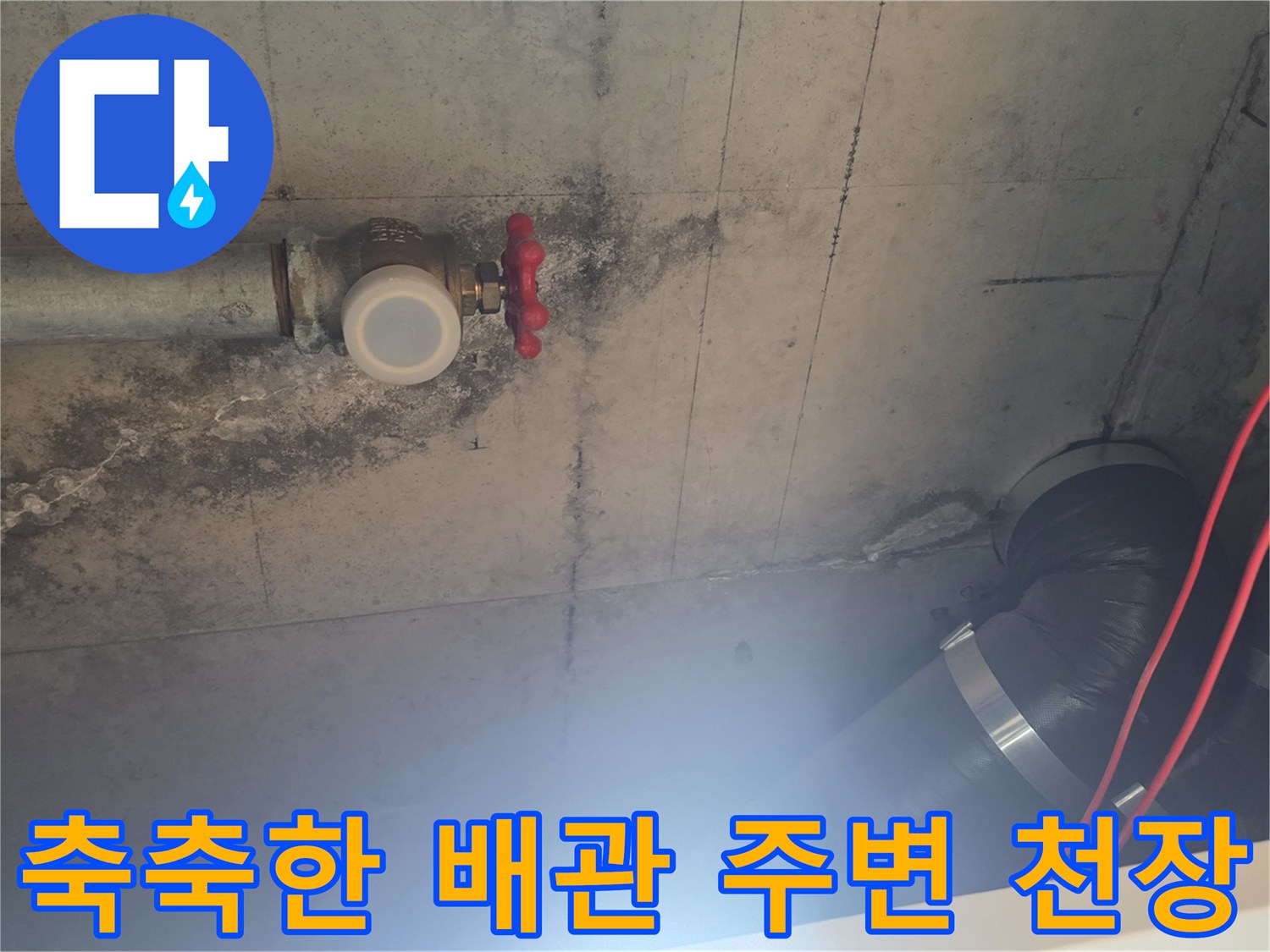 배관-주변의-습기가-가득한-콘크리트-슬래브