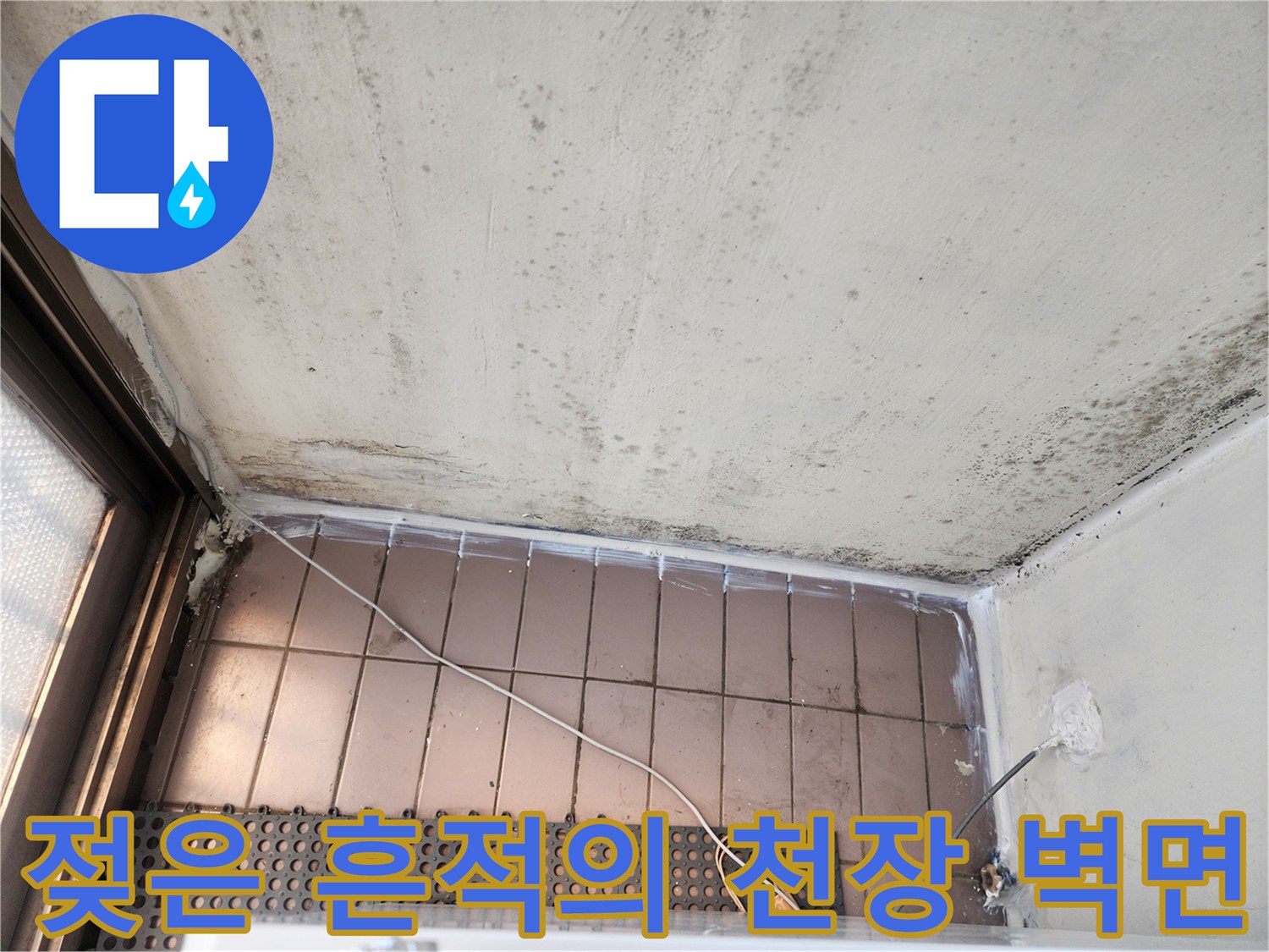 물기에-젖어-어둡게-변한-천장-및-벽면-경계선