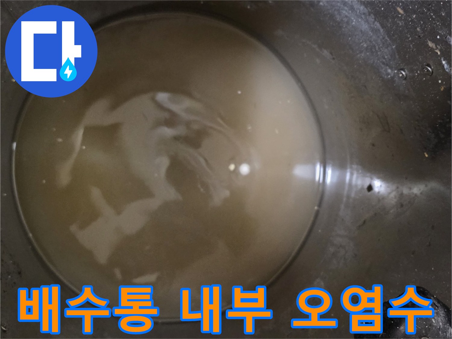 싱크대-배수구-내부에-고여있는-탁한-오염수-상태