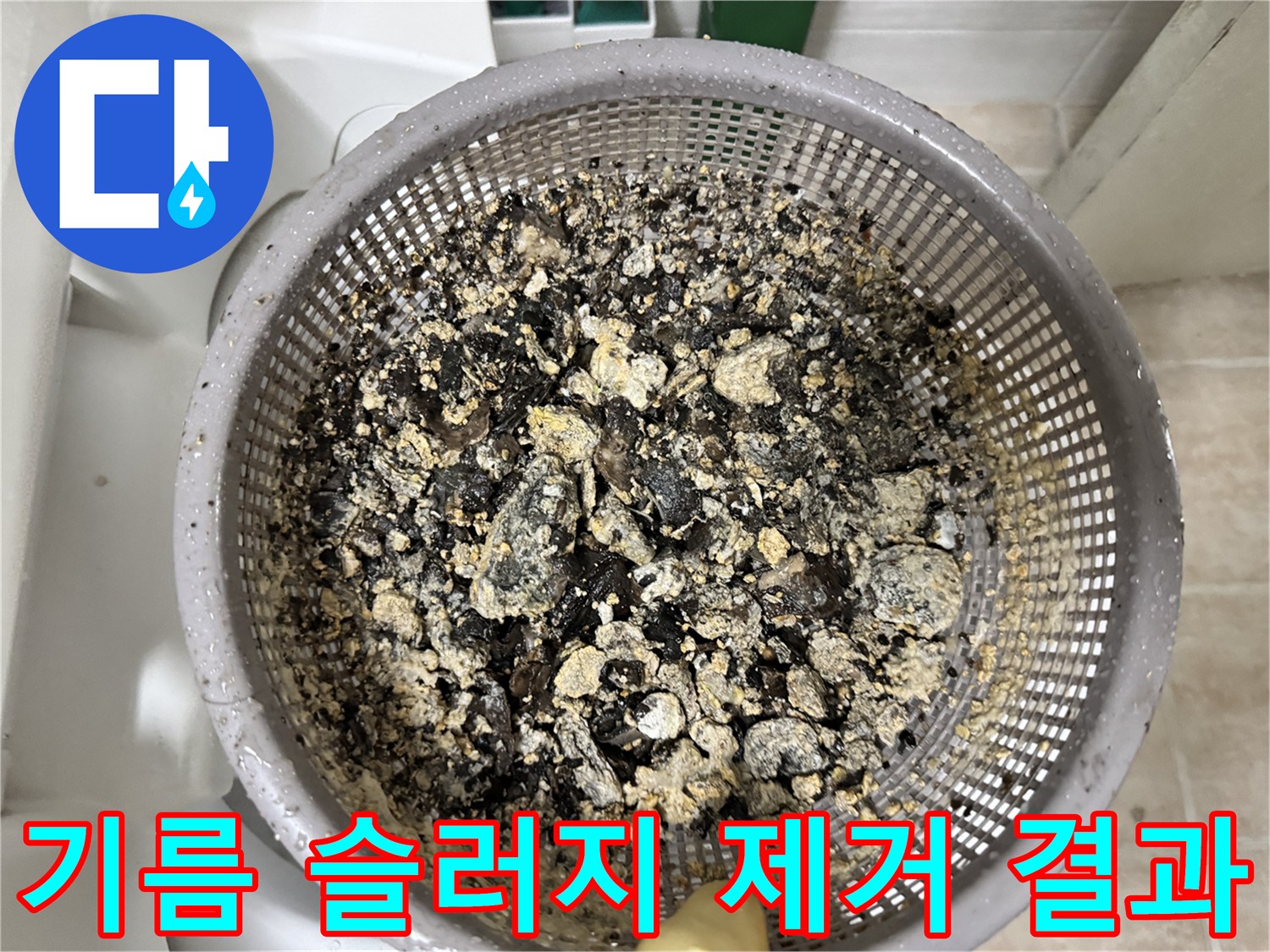 싱크대 배관에서 수거된 엄청난 양의 기름 찌꺼기