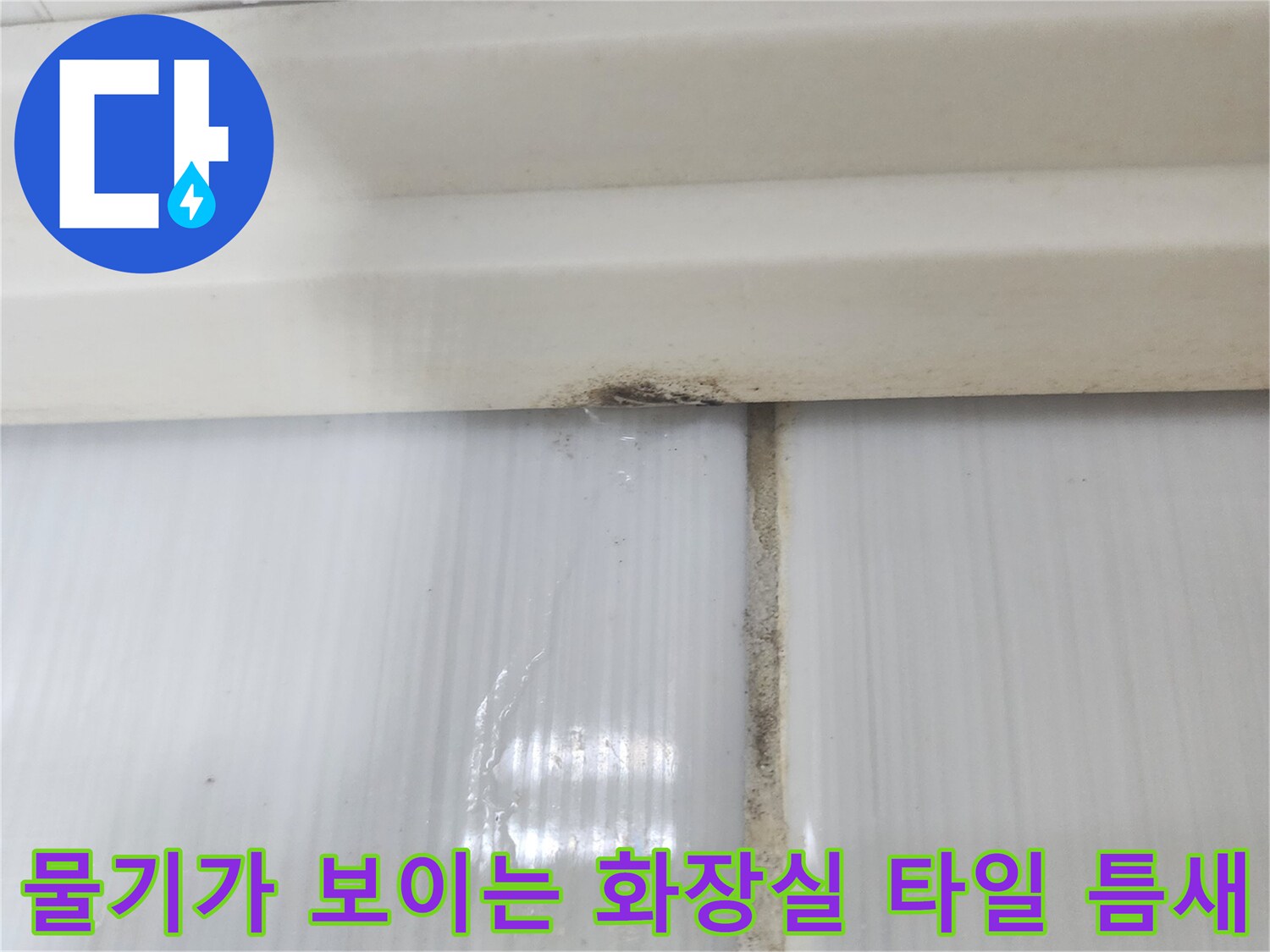 젖어 있는 상태의-화장실 천장 타일 줄눈 부분