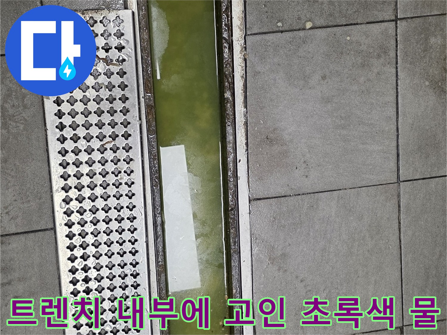 배수구 트렌치-누수 추적용 색소 유입