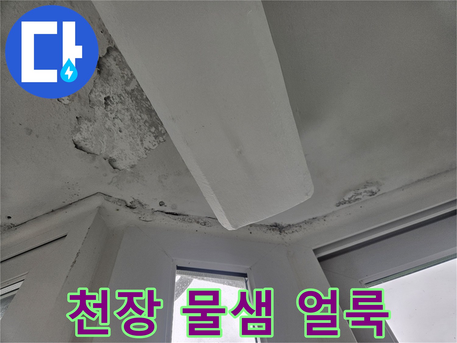 도봉구 아파트 거실-천장 부위의 습기로 인한 얼룩과 곰연 흔적