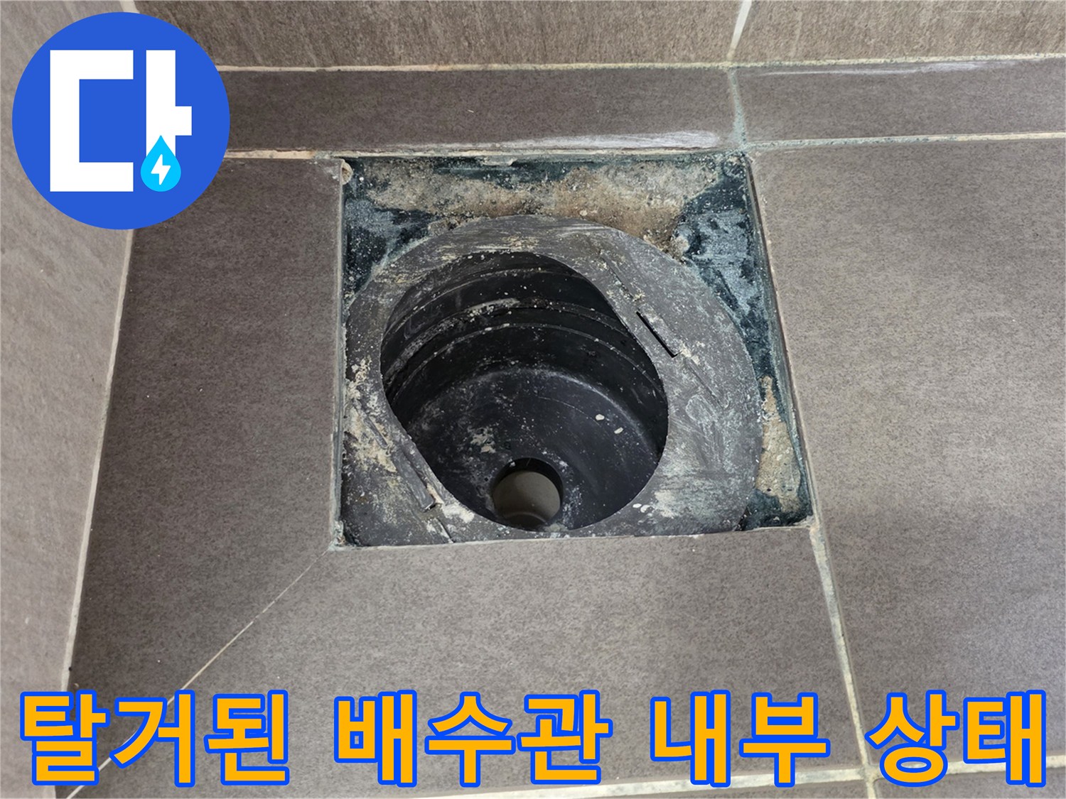 배수관 입구 주변의 이물질과 습기 확인 - 누수 지점 진단
