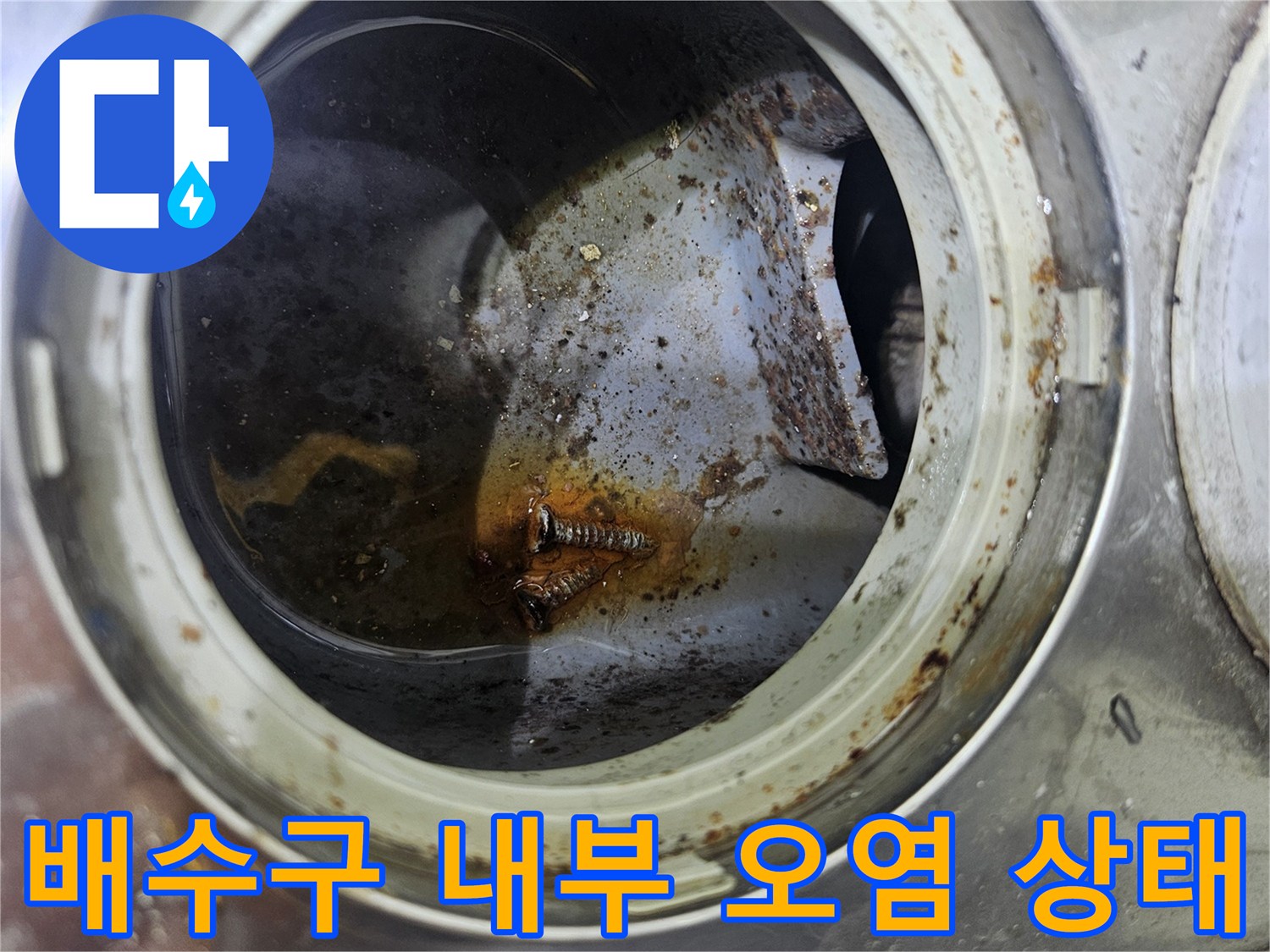 우수관-배수구-내부에-고인-오염된-물과-이물질들