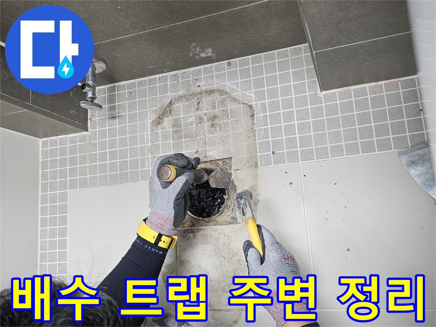 배수구-트랩-제거-후-배관-주위-청소-상태