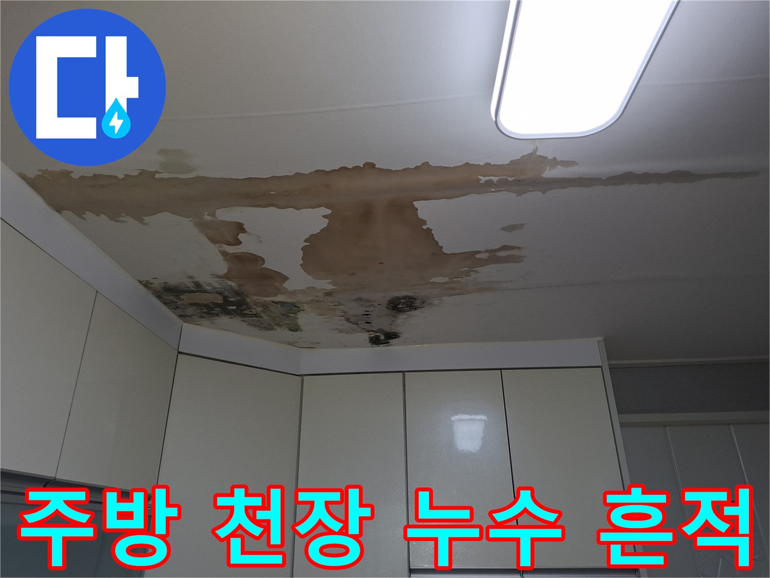 여주시 현암동 주방-천장 물샘으로 인한 변색과 곰팡이 상태