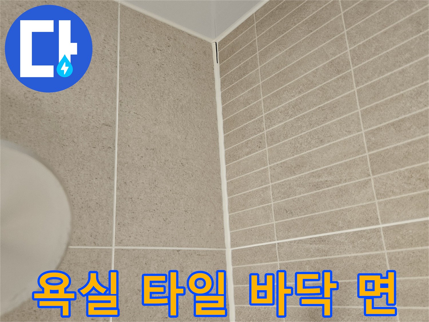 성북구 화장실-베이지색 타일과 줄눈 상태를 촬영한 사진