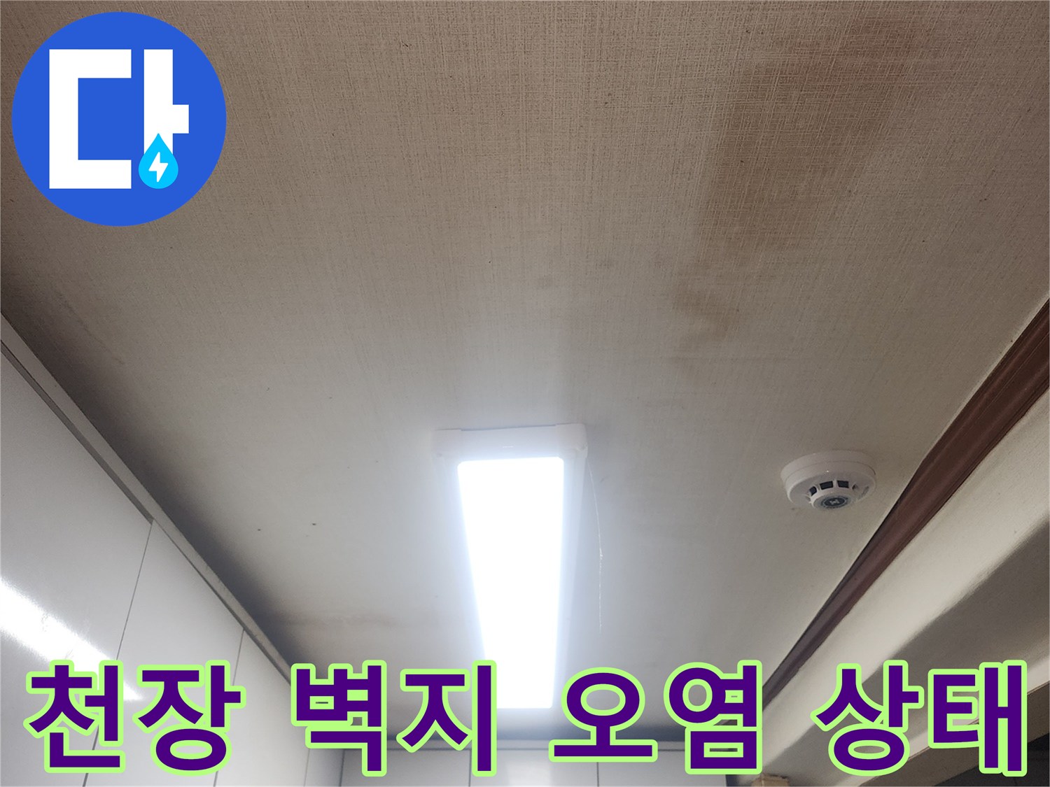 성북구 현장-천장 벽지에 나타난 누수 흔적과 얼룩