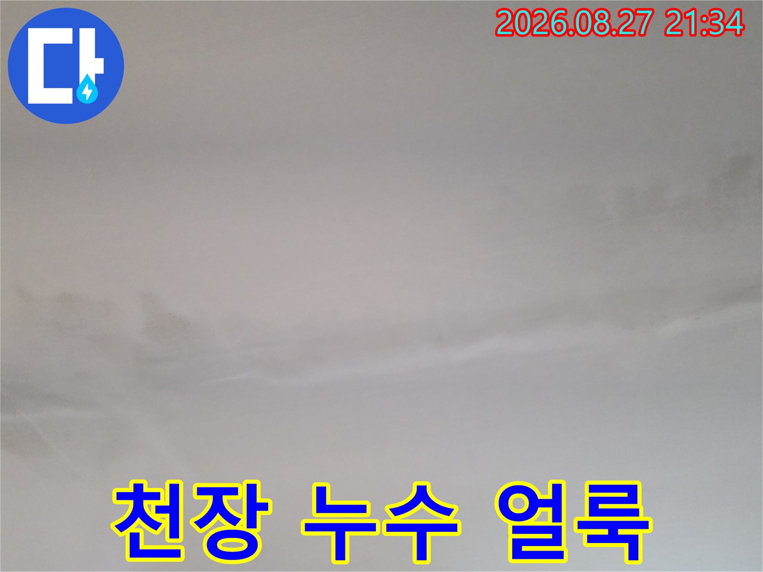 동두천 생연동 빌라-거실 천장에 발생한 누수 흔적과 얼룩 상태
