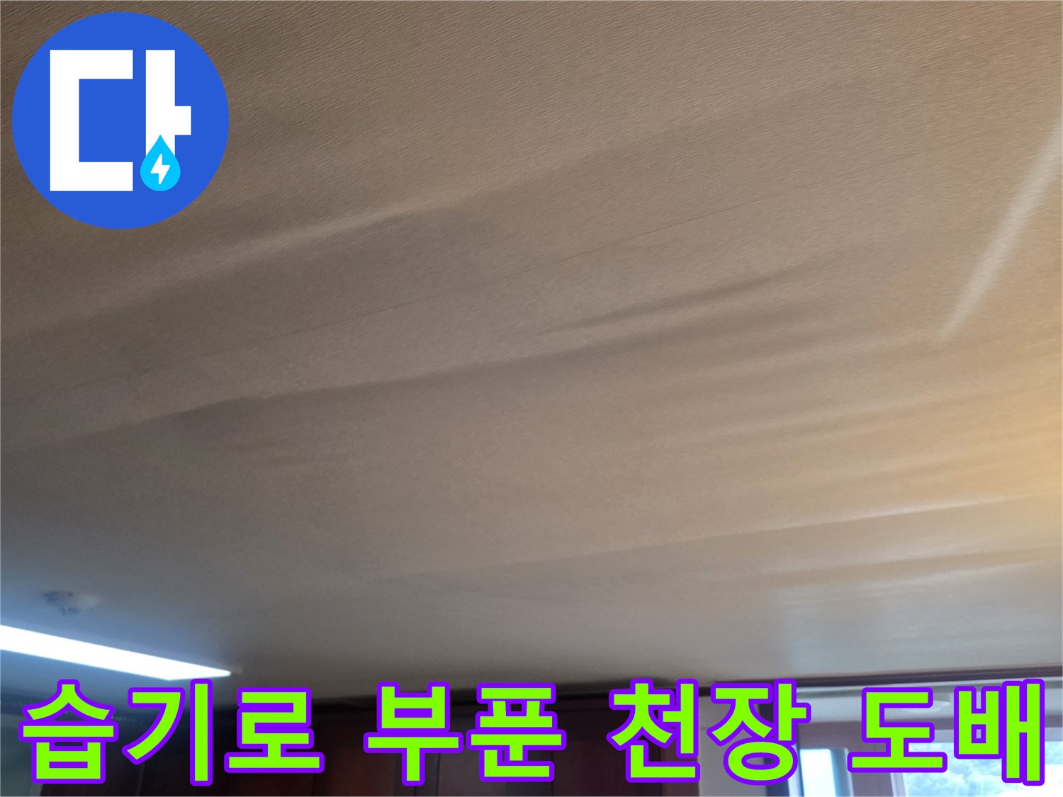습기를 머금어-불룩하게 솟아오른 천장 마감재