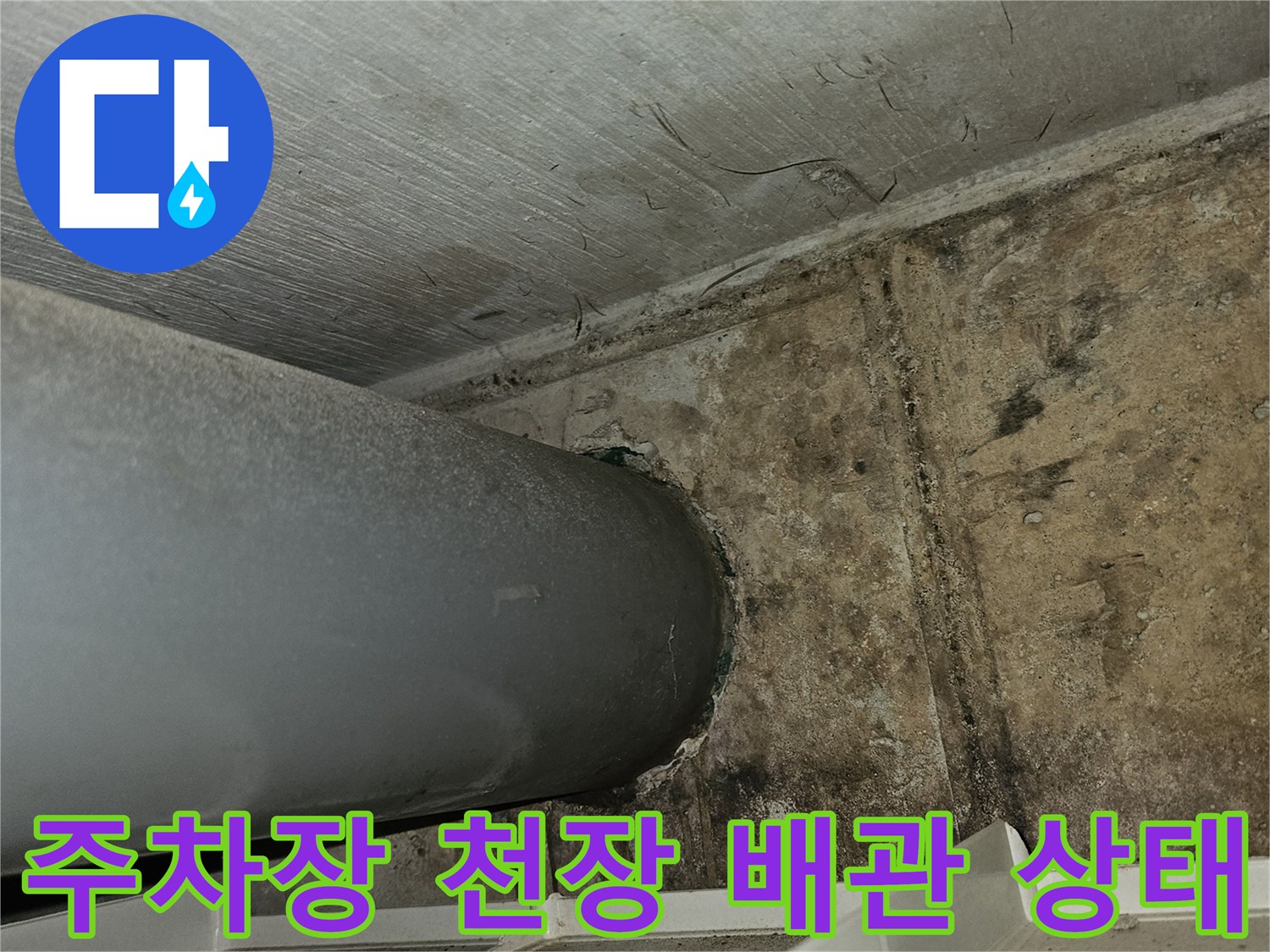 은평구 갈현동 빌라-주차장 천장 배관 주변의 습기와 얼룩 확인
