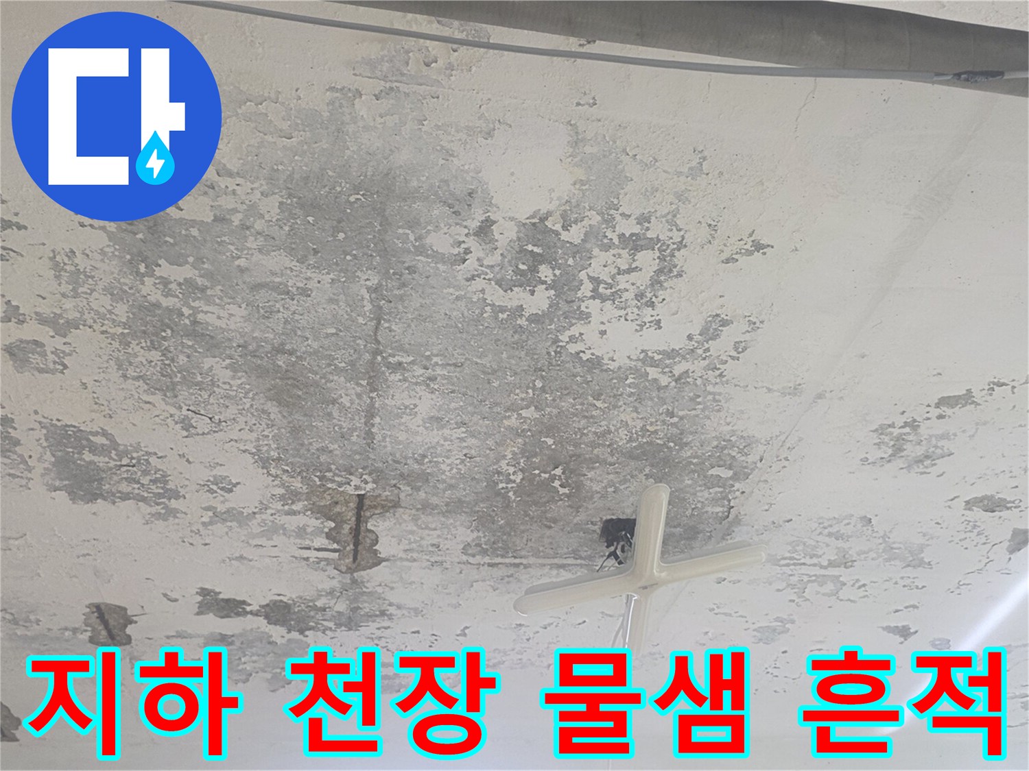강서 누수 현장-물길이 형성된 지하 천장 콘크리트 표면