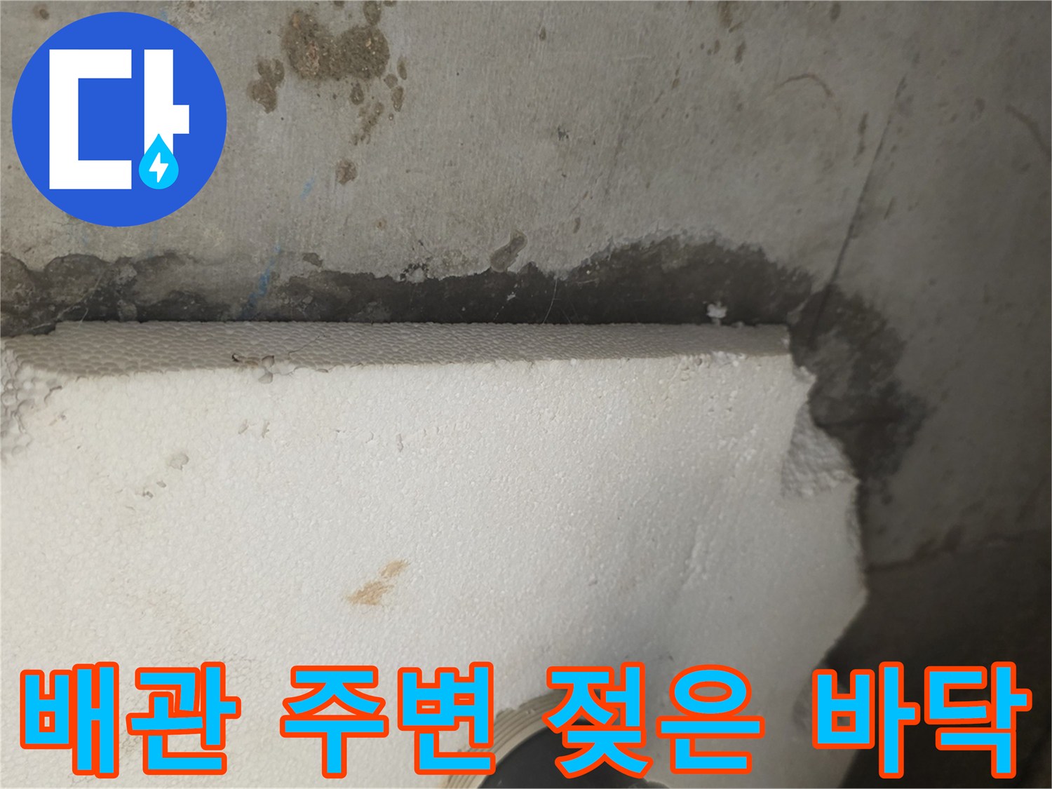 배수구-주변-축축하게-젖어있는-콘크리트