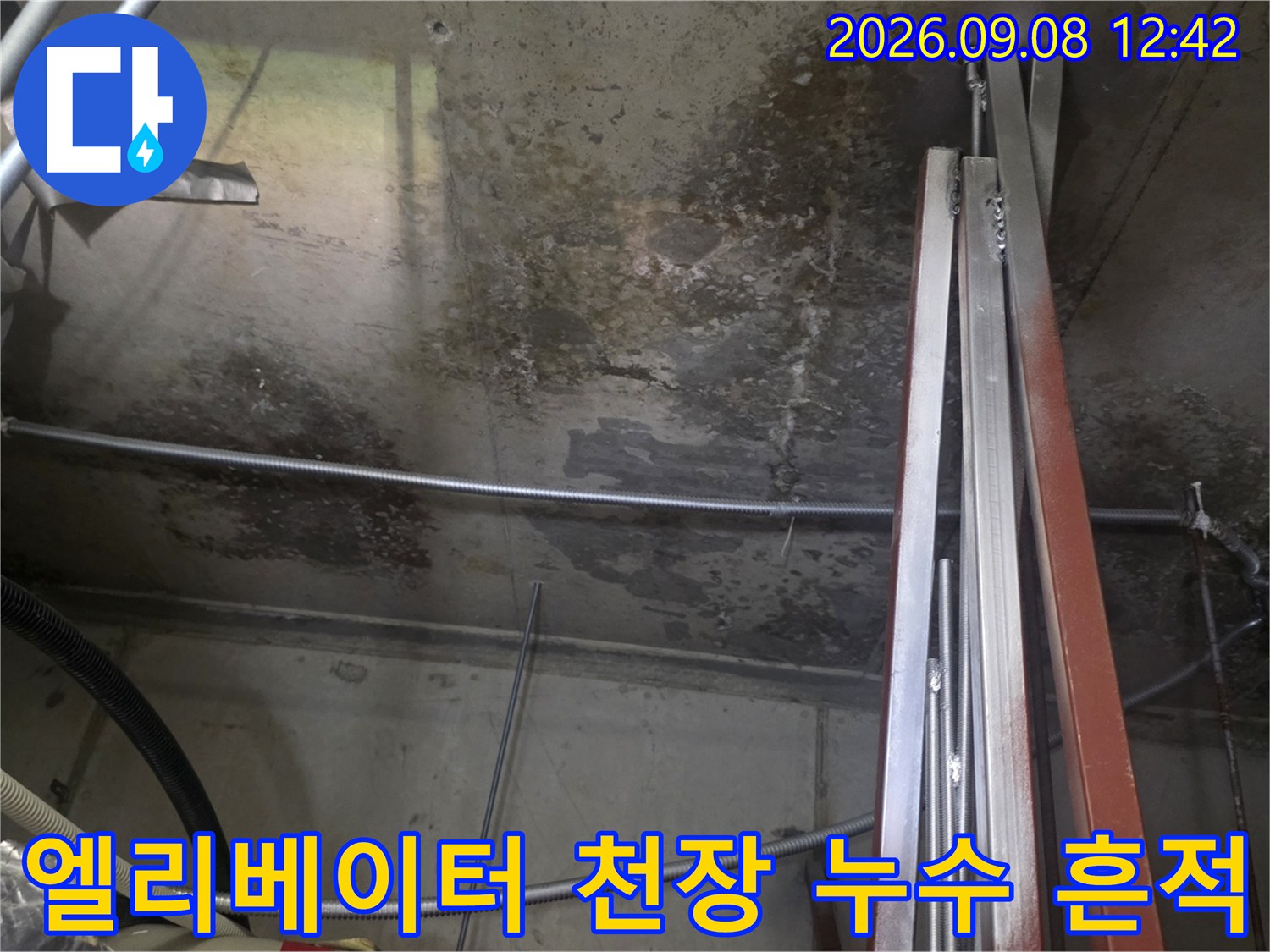 인천 연수구 송도동-엘리베이터 내부 벽체와 천장의 물 자국 및 오염 상태