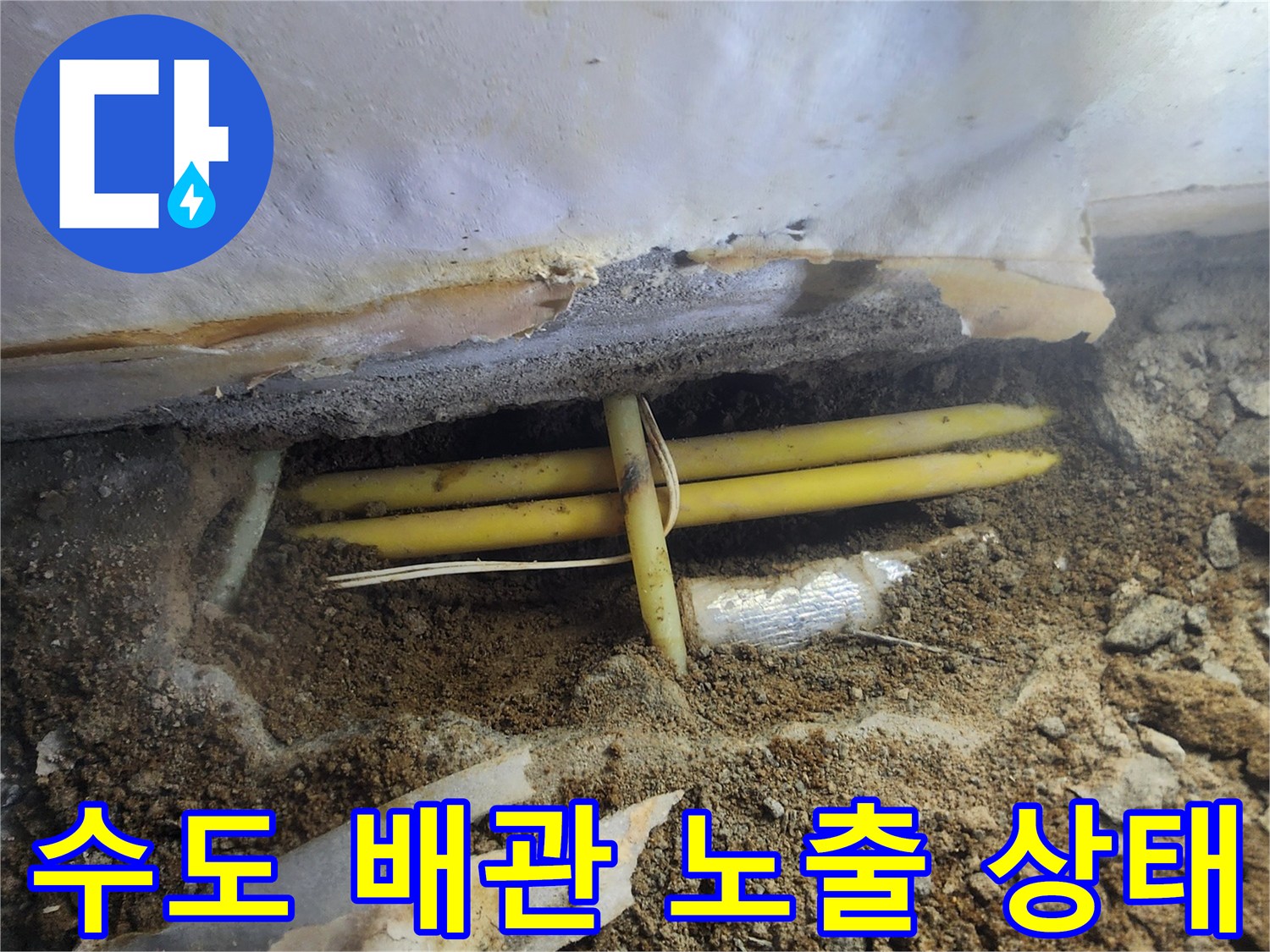 서초구 염곡동 현장에서 - 발견된 노란색 PE 배관의 모습