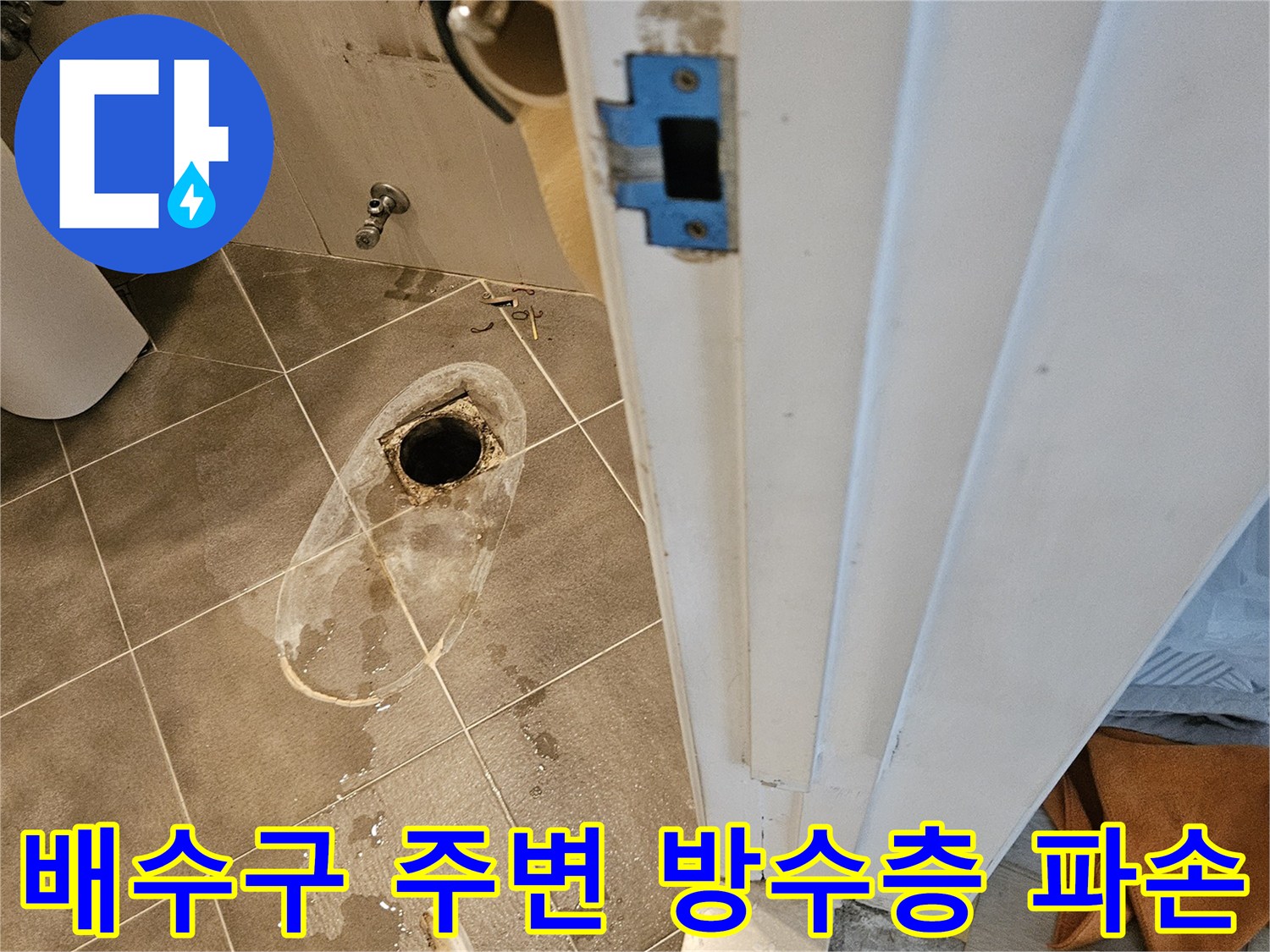 일산동구-욕실-배수구-주변-방수층-파손-상태